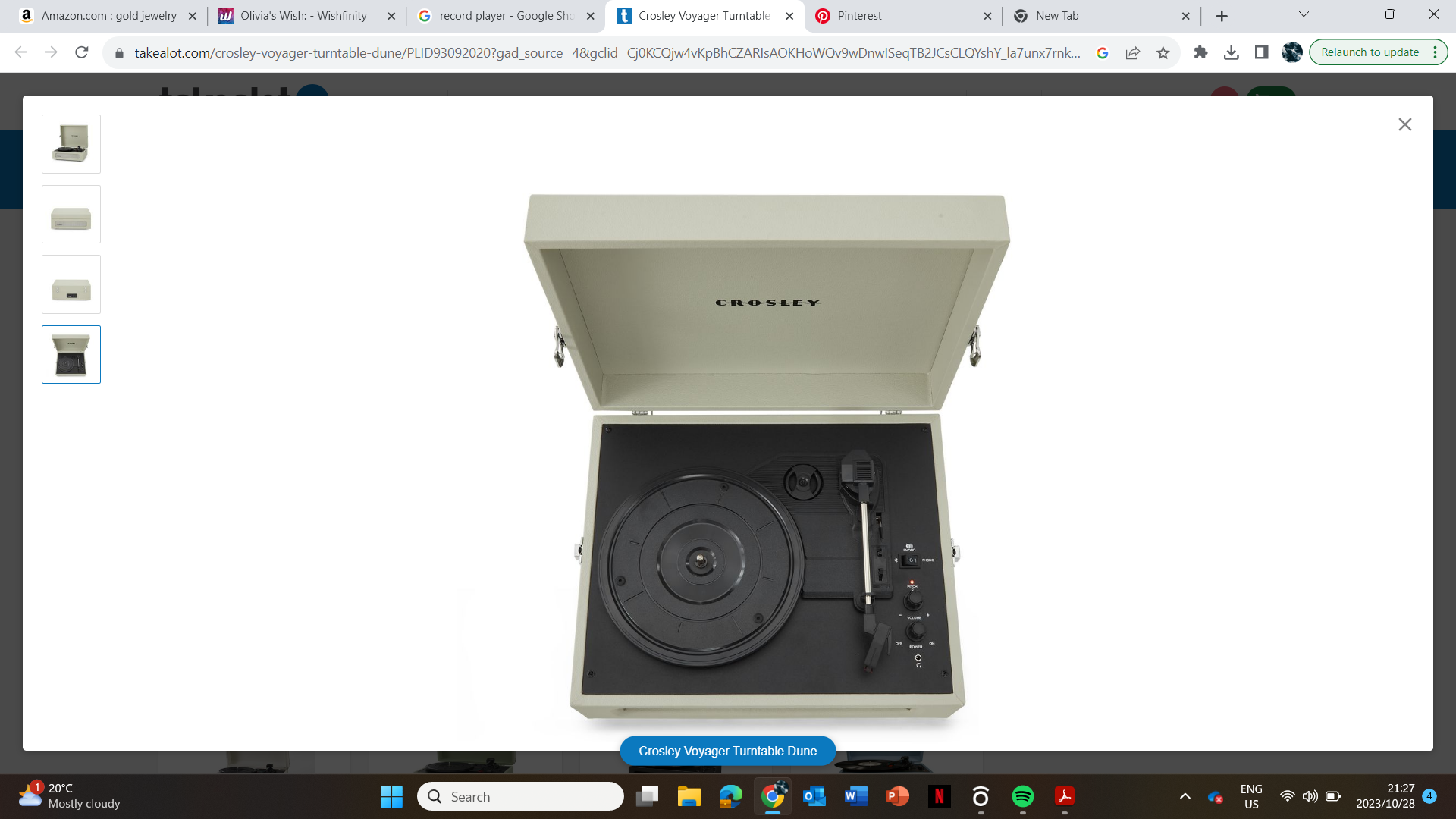 Crosley Voyager Turntable Dune