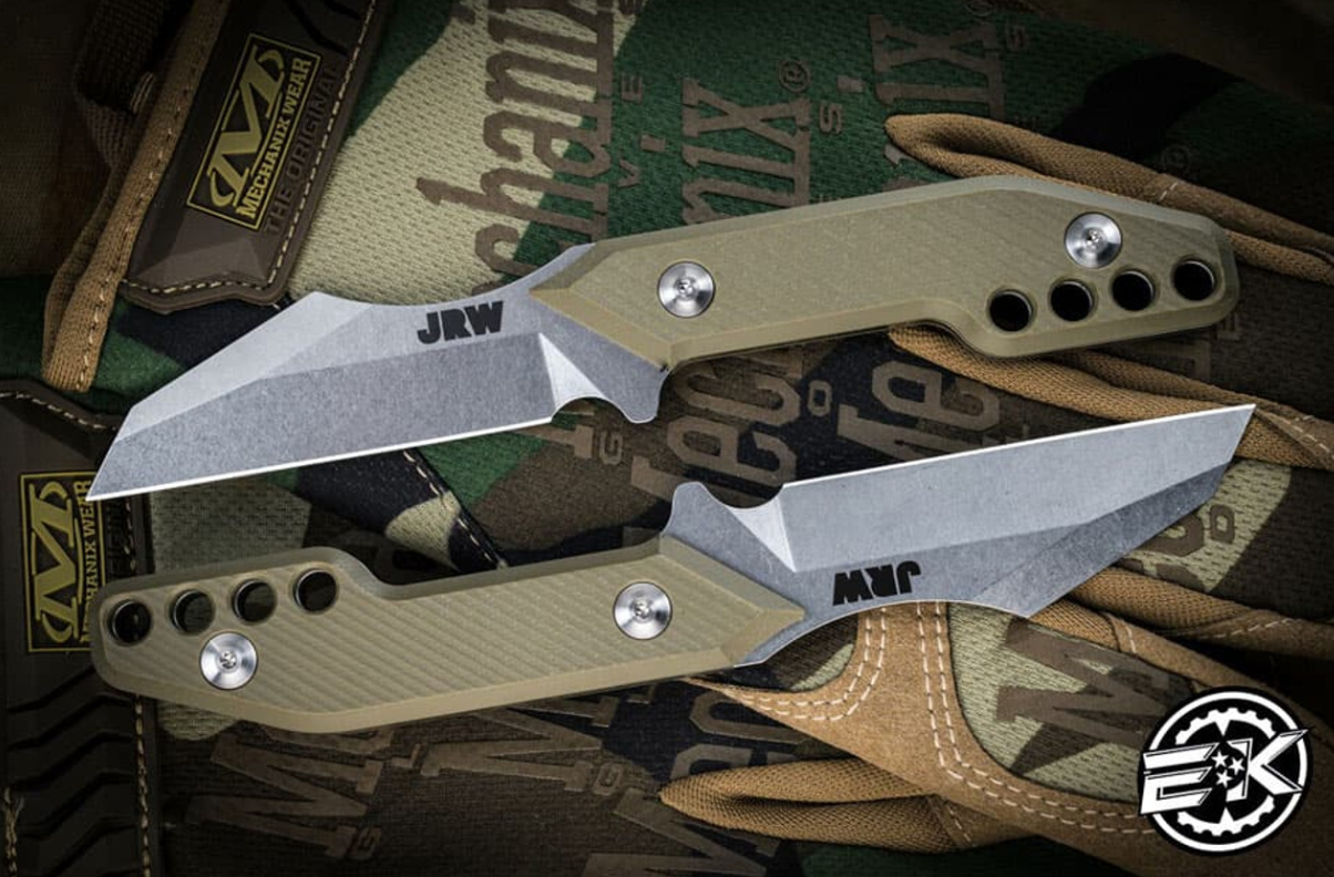 JRW Knives Traitor OD Green Fixed Blade 2.75" Wharncliffe MagnaCut Stonewash