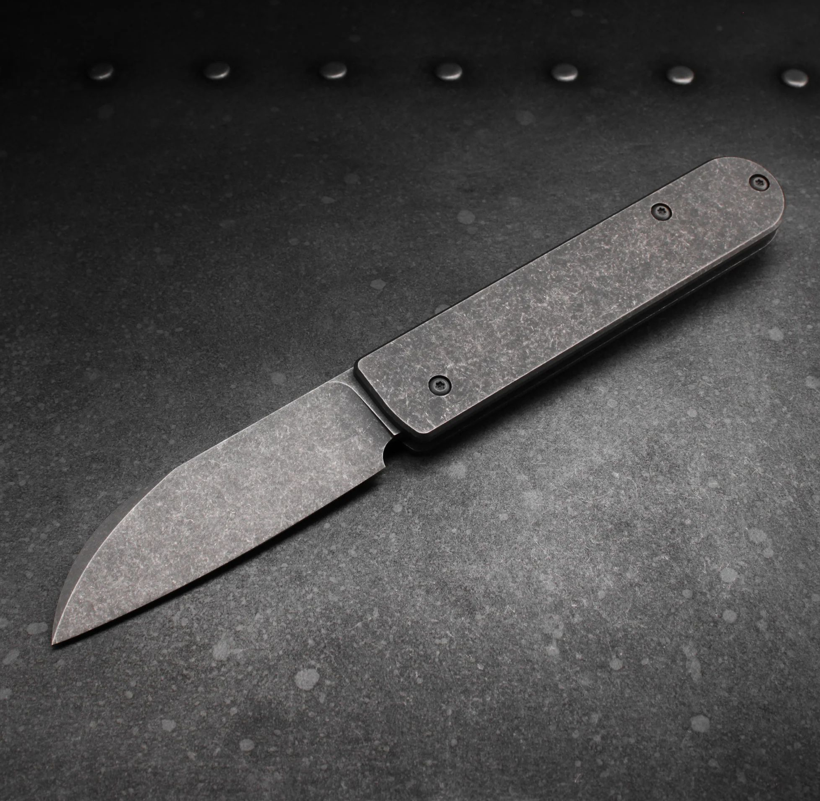 Serge Panchenko Production Slip7 Slipjoint Folding Knife 2.7" M390 Sheepsfoot Blade, Stonewashed Titanium Handles - SP018-ST
