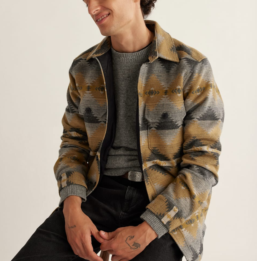 MEN'S QUILTED WOOL SHIRT JACKET