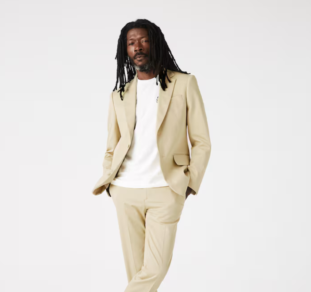 LACOSTE MEN'S COTTON AND LINEN BLEND PLEATED BLAZER