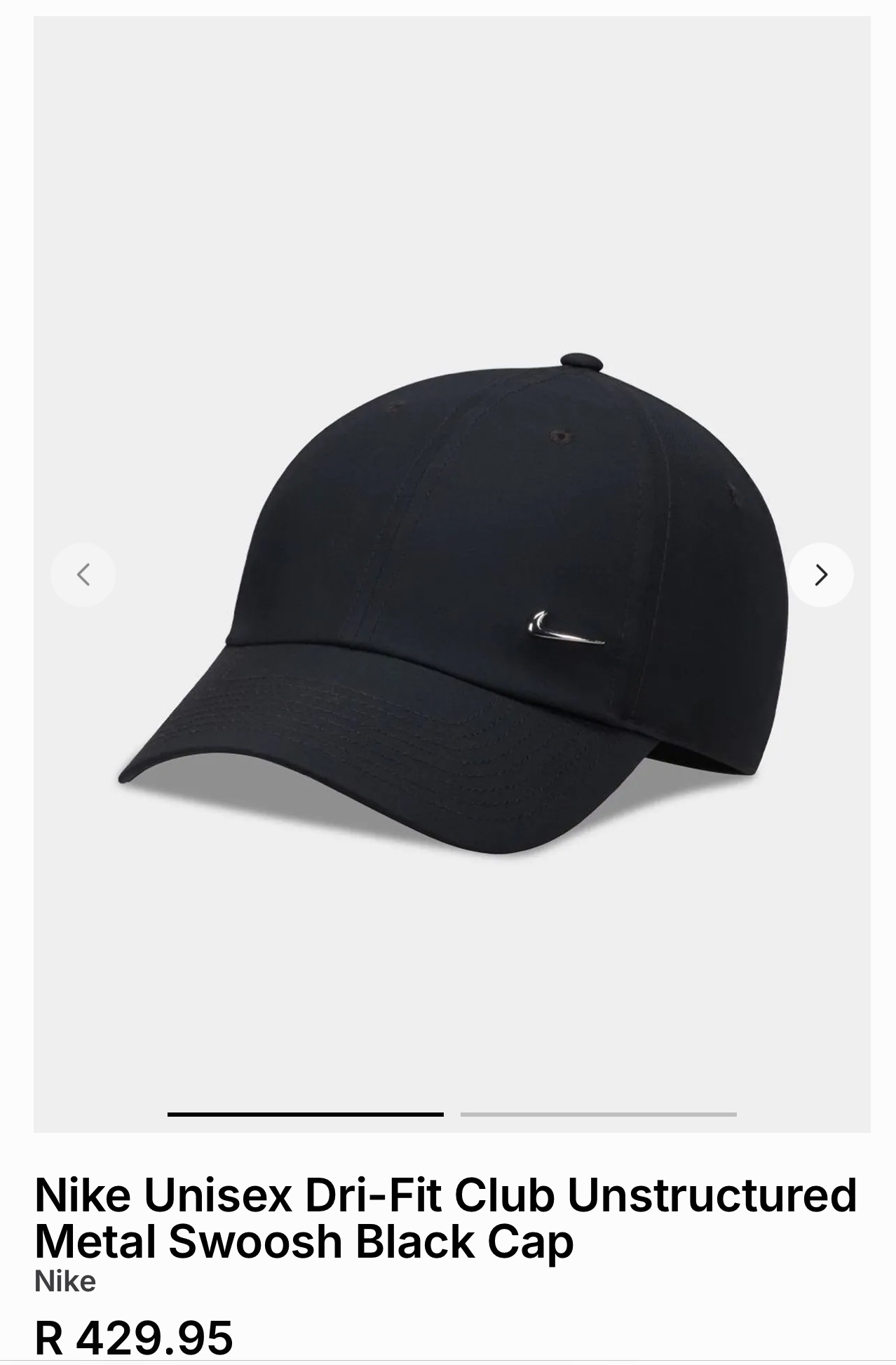 Dri-Fit Club Unstructured Metal Swoosh Black Cap