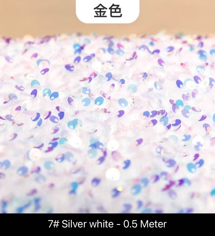Aggie - Glitter Fabric (silver white, 1 yard)