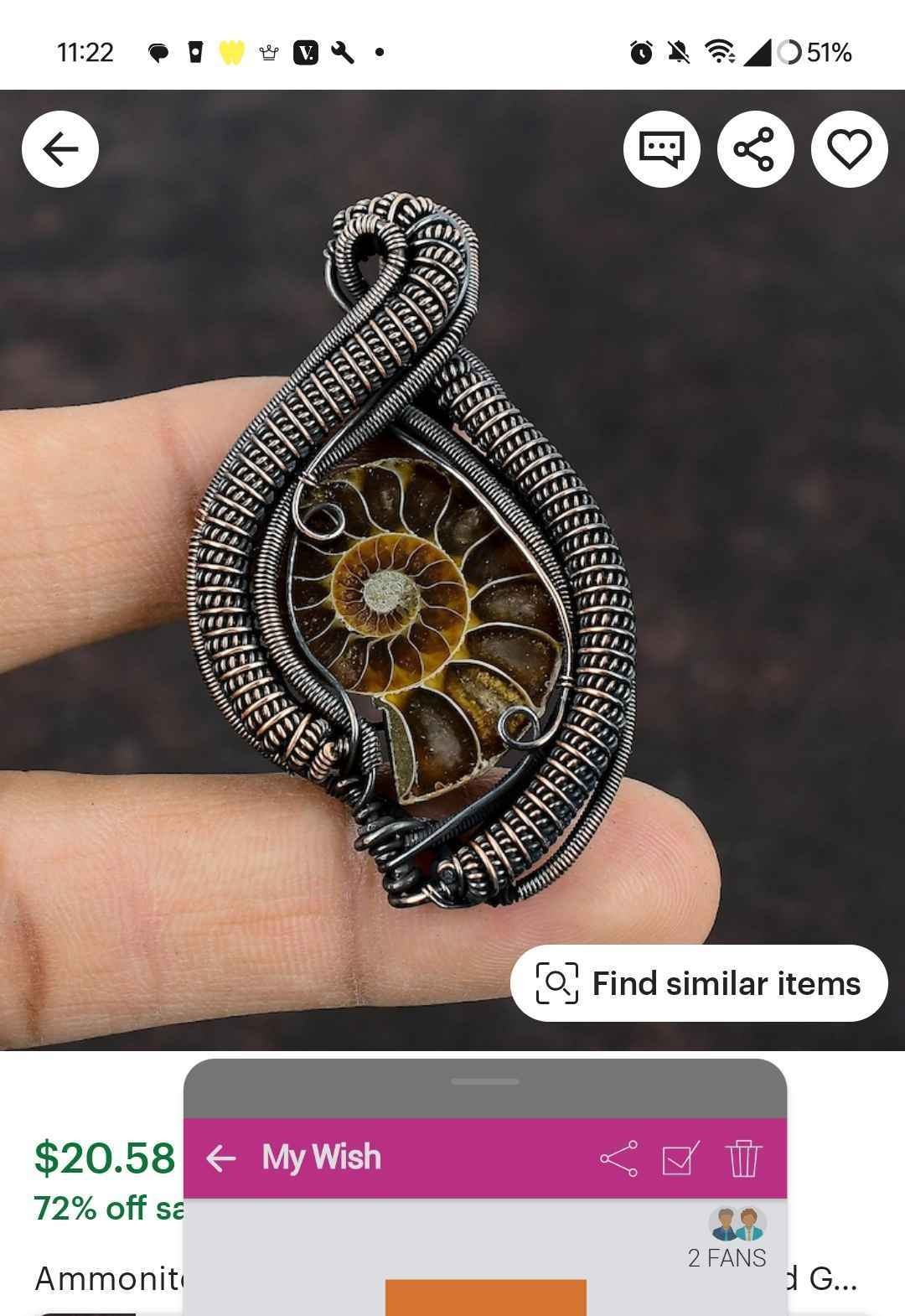 Ammonite Fossil Pendant Copper Wire Wrapped Gemstone Jewelry Copper Pendant Ammonite Fossil Jewelry Handmade Wire Wrap Pendant Gift For Him