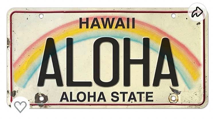Vintage Hawaiian License Plate