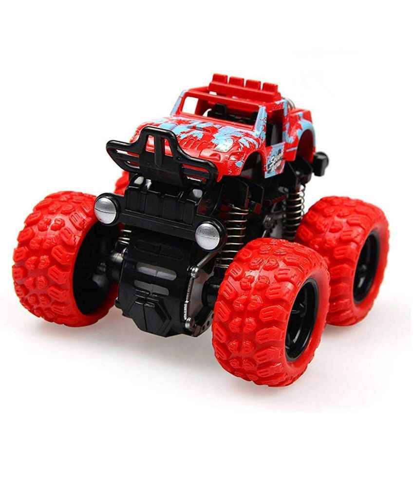 iOPQO Education Anti-fall inertia four-wheel drive off-road vehicle red Four-Wheel Drive Off-Road Vehicle Simulation Model Toy Baby Car Model Red