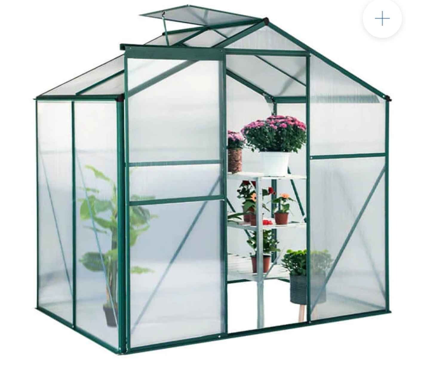 Erommy 4'x6'x6.6' Garden Walk-in Greenhouse with Sliding Door & Roof Vent