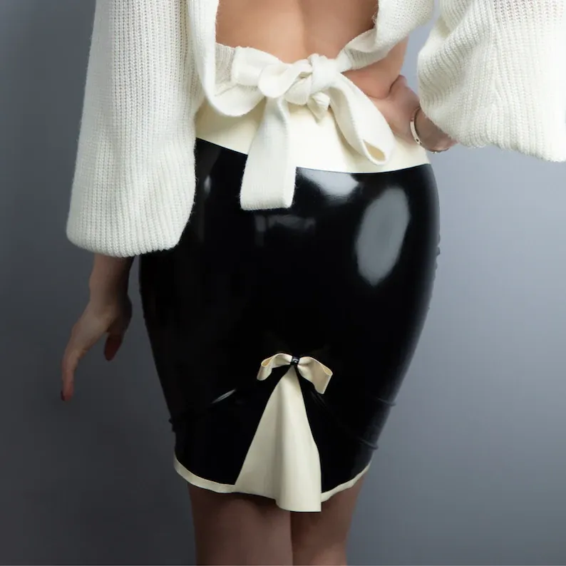 Black and white latex skirt