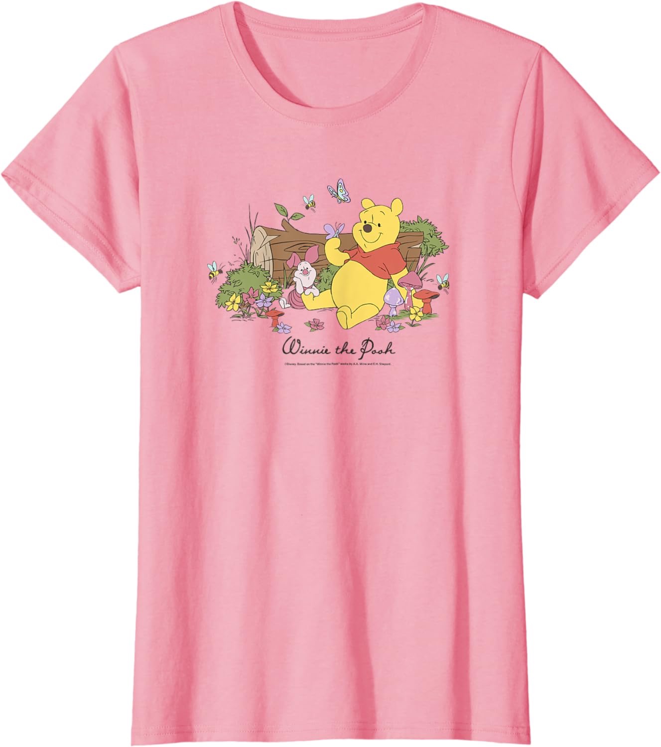 Disney Winnie The Pooh Piglet And Pooh Floral Butterfly T-Shirt