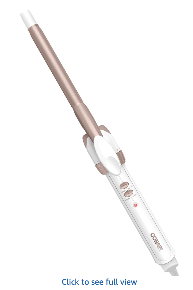 Conair Double Ceramic ½-Inch Curling Iron, ½-Inch Barrel Creates Spiral Curls, Hair Curler for Use on Short to Medium Hair, White/Rose Gold