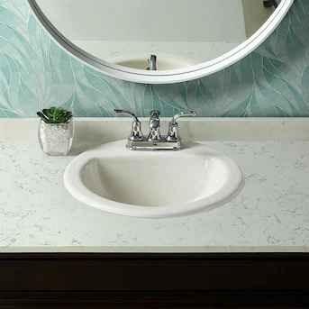 AquaSource White Drop-In Round Traditional Bathroom Sink with Overflow Drain (19-in x 19-in)