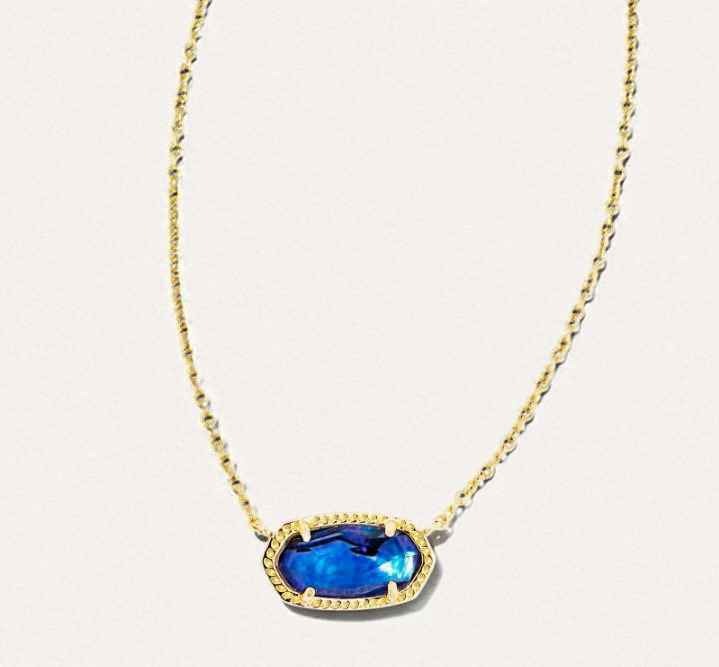 Elisa Gold Pendant Necklace in Navy Abalone