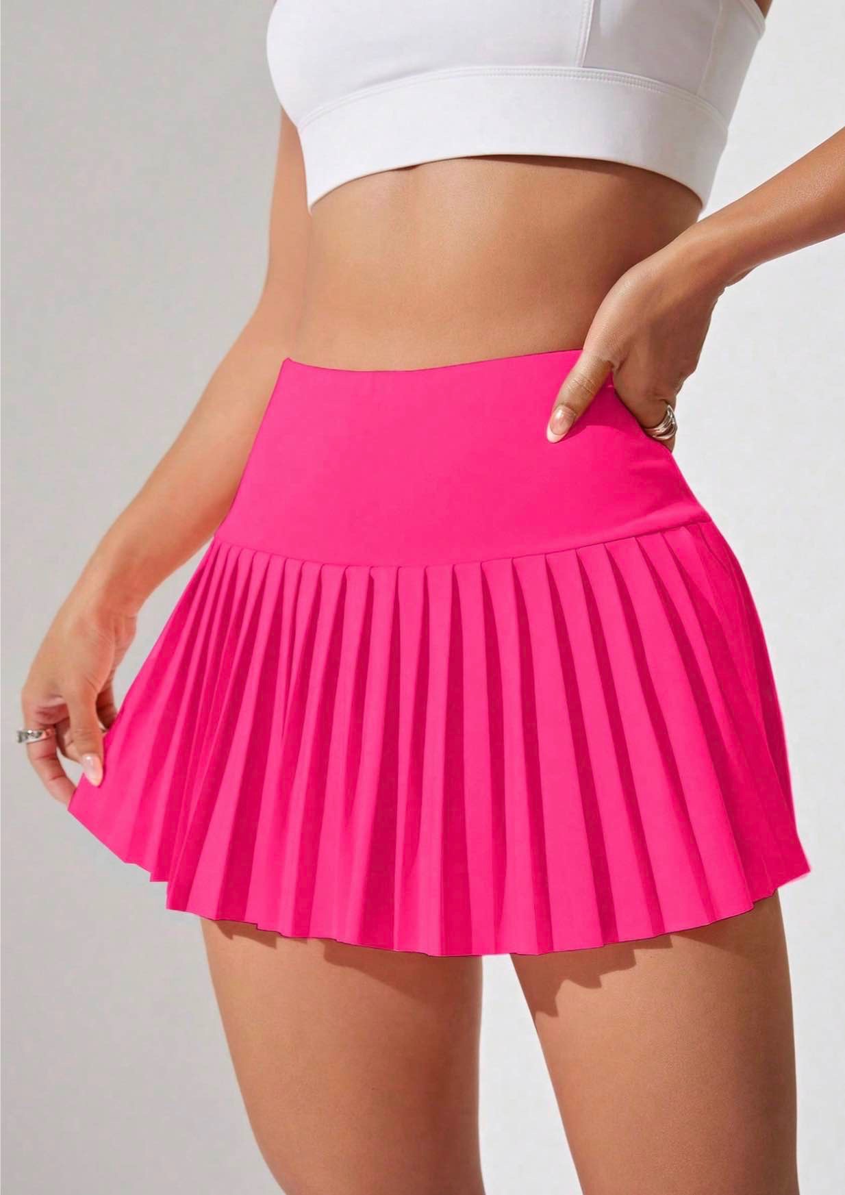 Wide Waistband Pleated Sports Skort | SHEIN USA