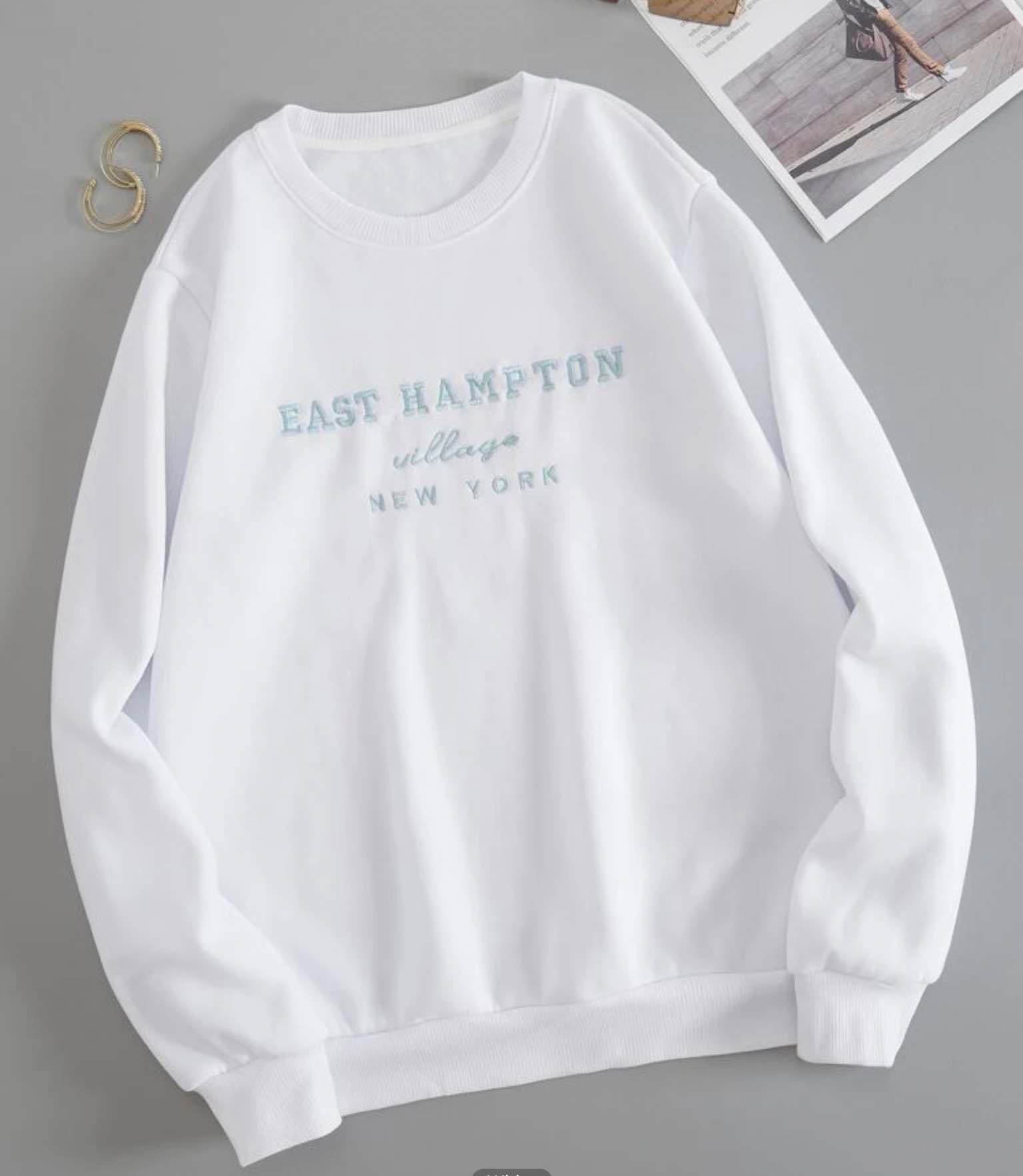 EZwear Letter Embroidery Thermal Lined Pullover
