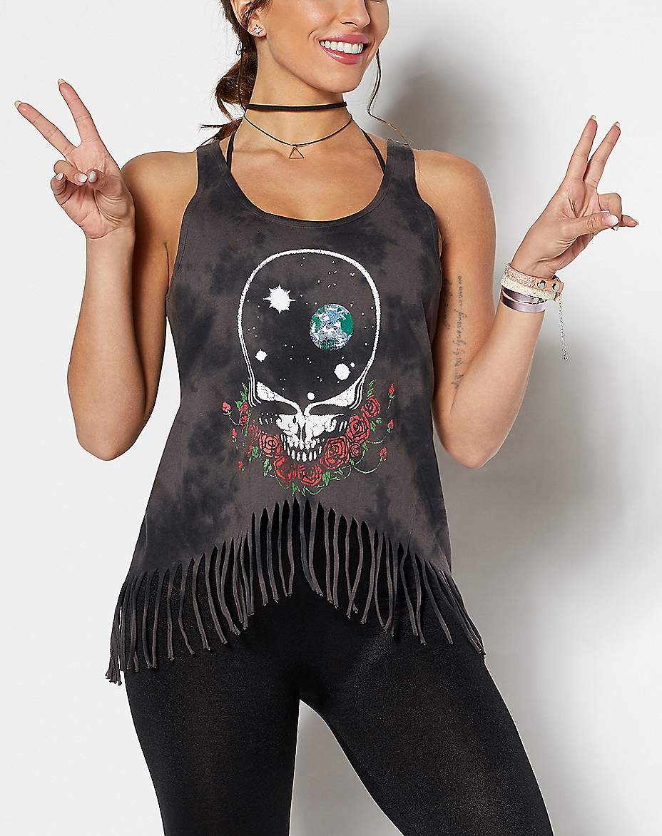 Fringed Skull Grateful Dead Tank Top - Spencer's