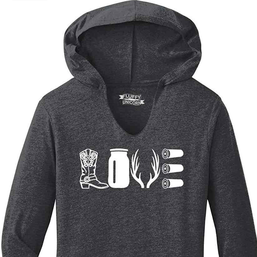 Comical Shirt Ladies Love Hunting Shirt Cute Hunter Country Redneck Hoodie Shirt