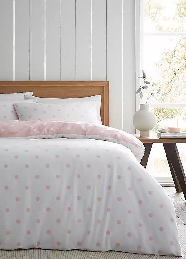 Catherine Lansfield Brushed Cotton Polka Dot Duvet Cover Set