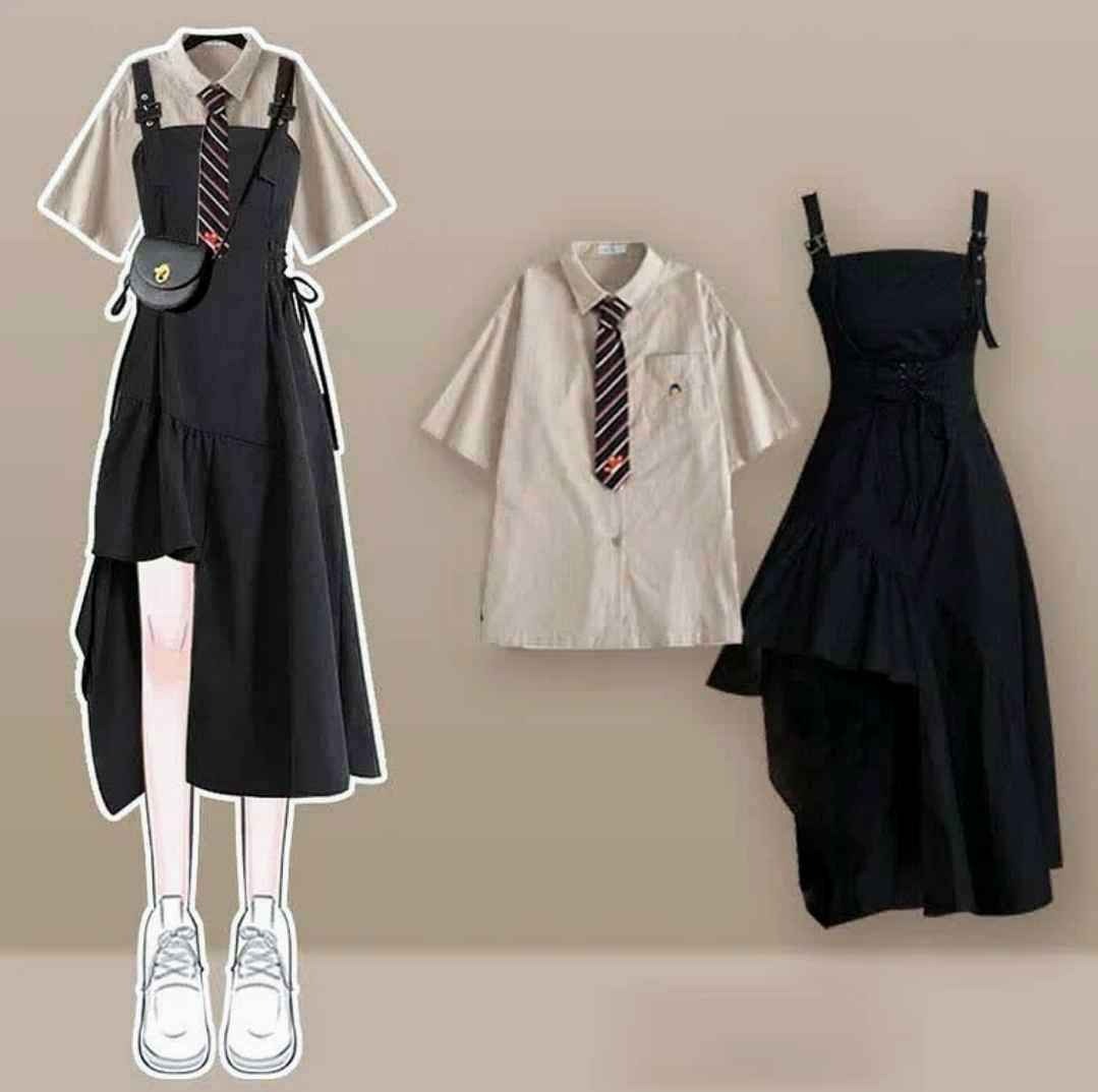 Pocket Lapel Tie T-Shirt Irregular Lace Up Slip Dress Two Pieces Set