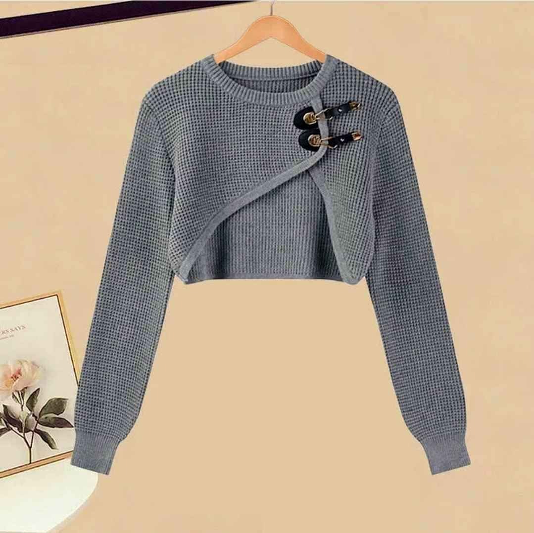 Irregular Buckle Sweater