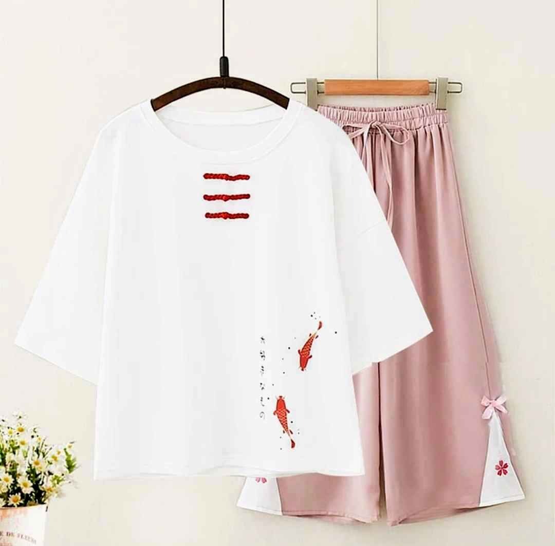 Vintage Fish Blossom Print Loose Shirt