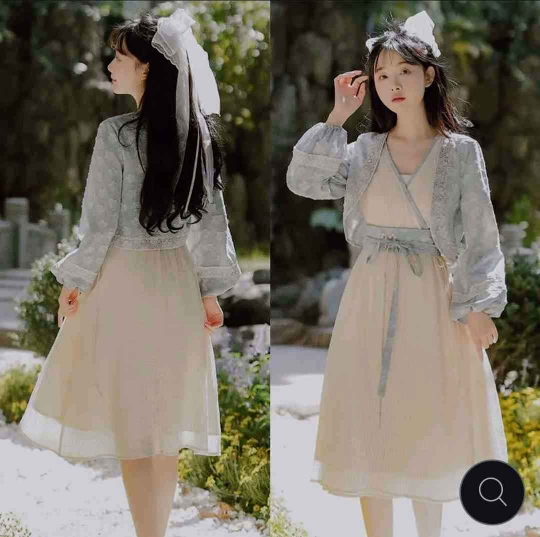 Vintage Floral Print Cardigan V-neck Lace Up Shirt Dress Two Pieces Set
