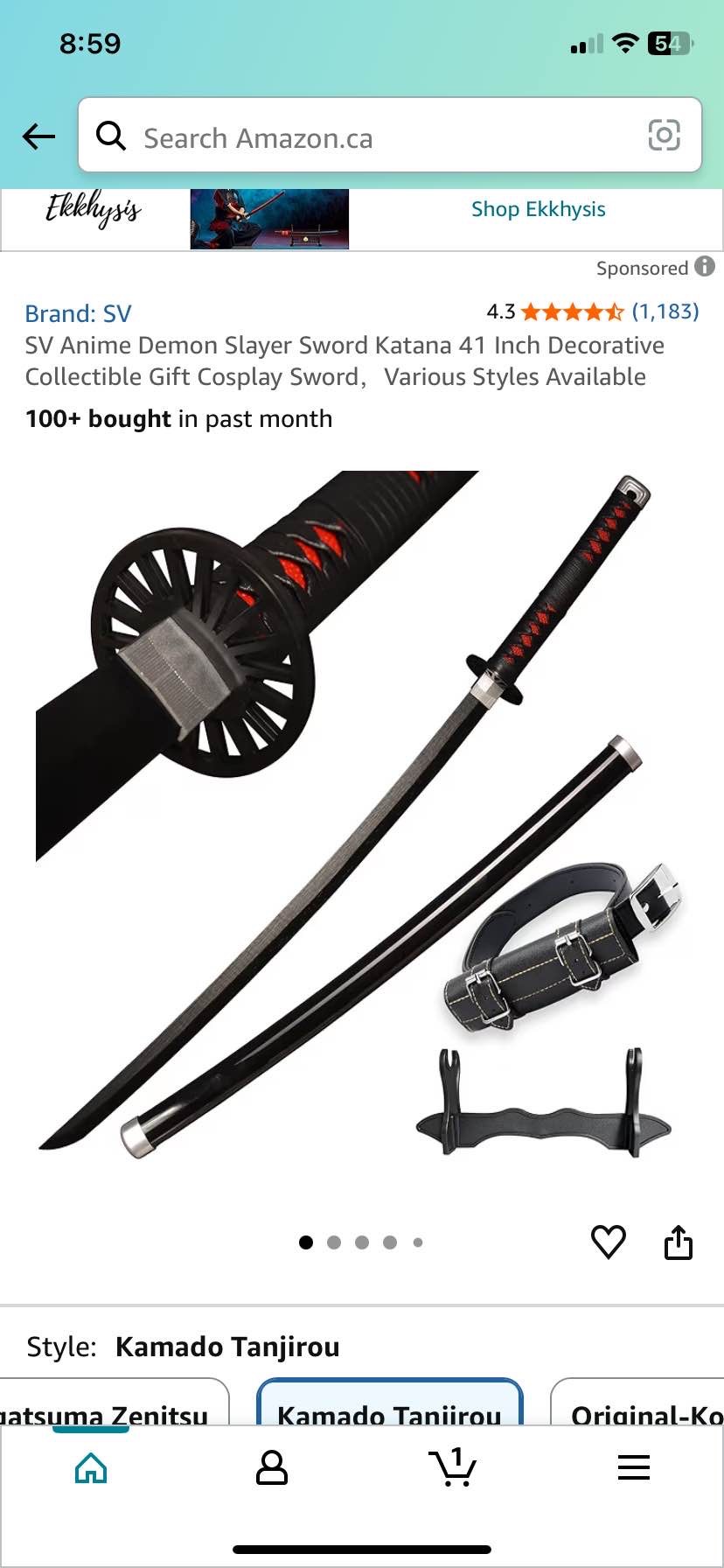 Anime Demon Slayer Sword Katana 41 Inch Decorative Collectible Gift Cosplay Sword, Various Styles Available