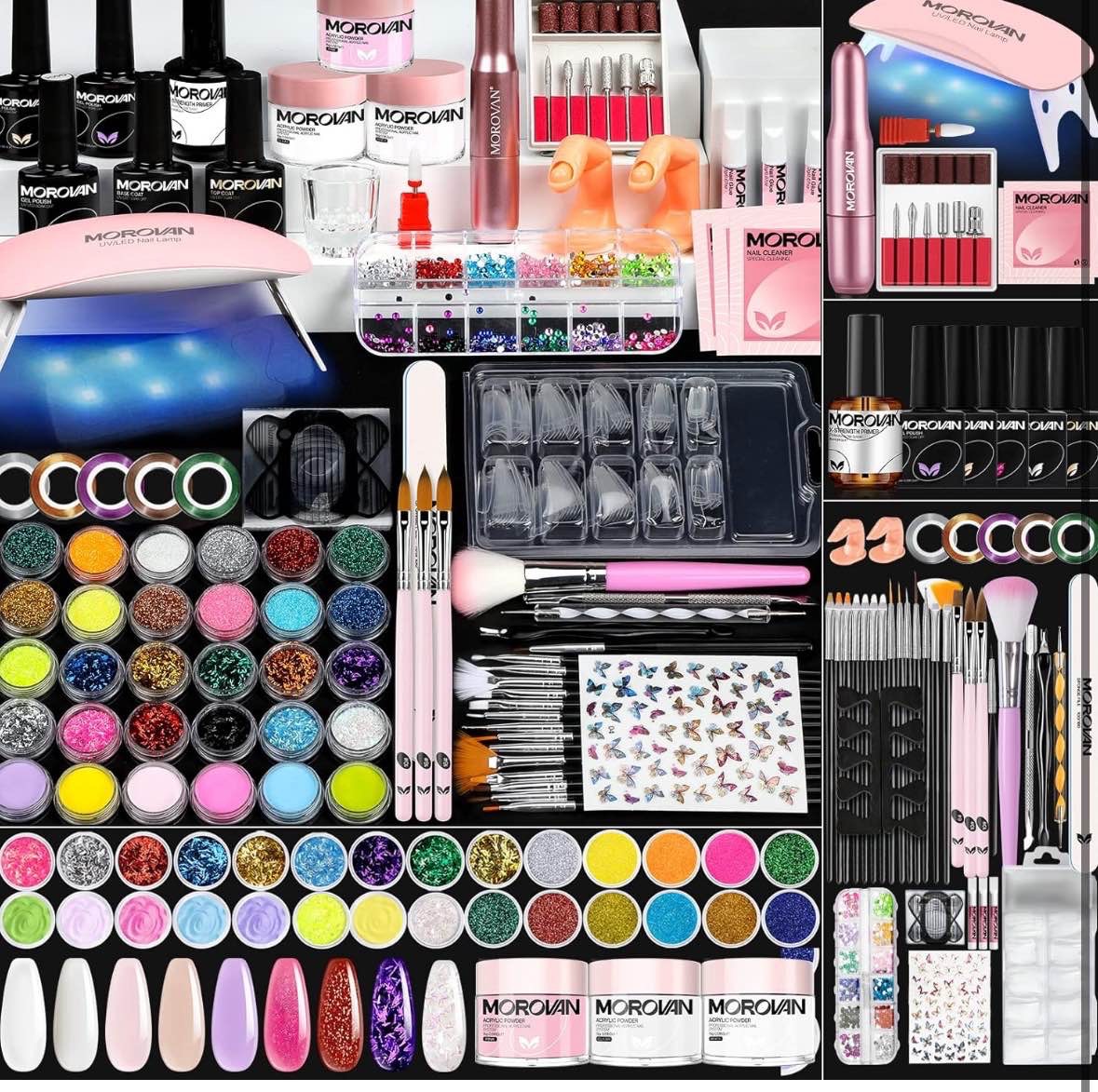 Morovan Acrylic Nail Kit with Everything: Starter Nail Kit Set Professional Acrylic with Everything for Beginners Acrylic Nail Set Full Acrylic Nail Supplies