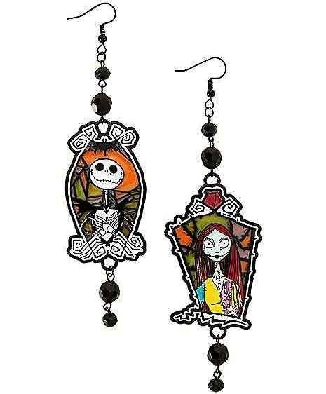 Jack and Sally Stained Glass Dangle Earrings - The Nightmare Before Christmas - Spencer's