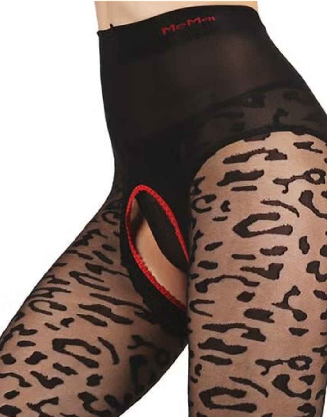 Leopard Crotchless Pantyhose