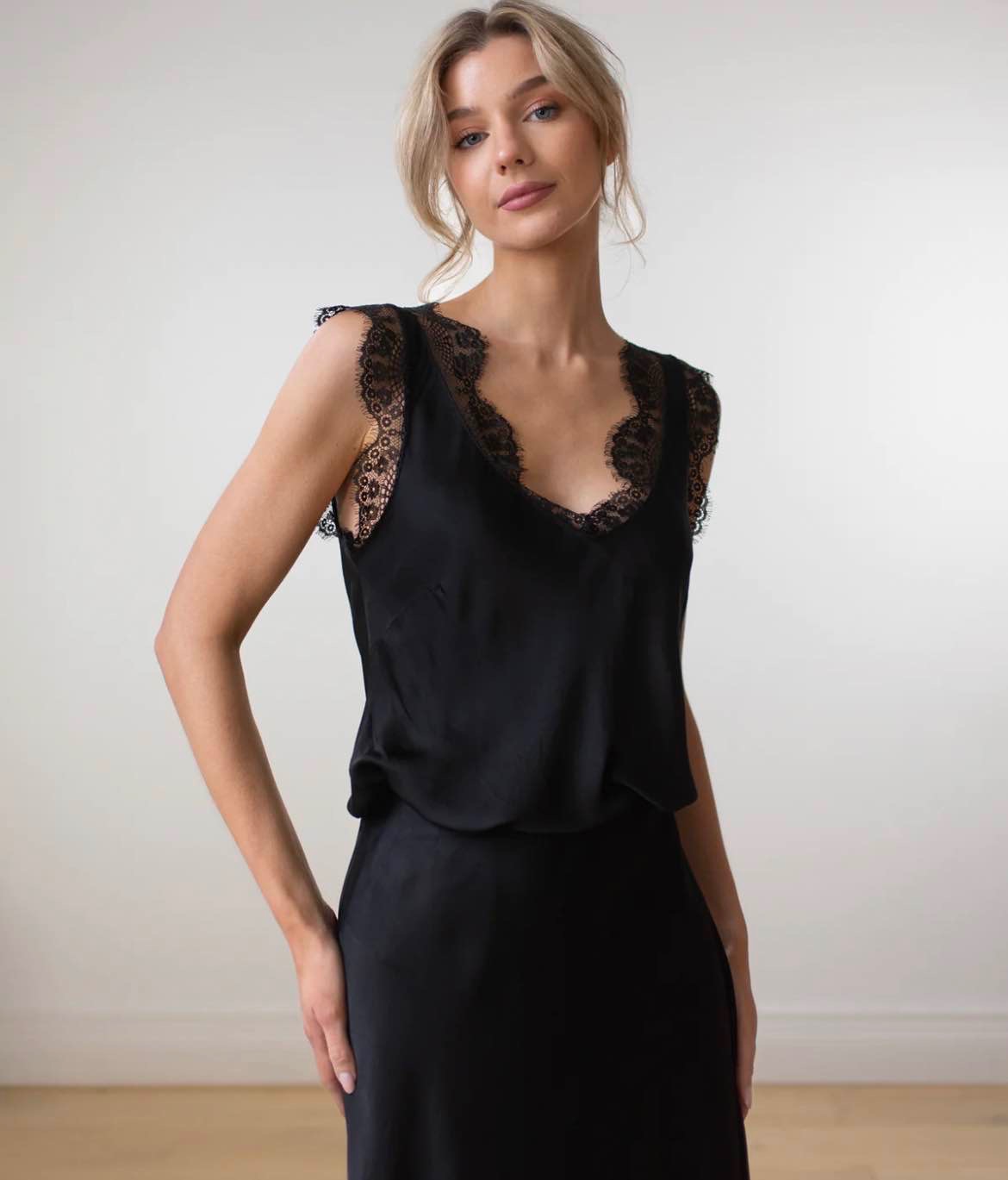 LIMITED RESTOCK | Lace Trim Vest | Black