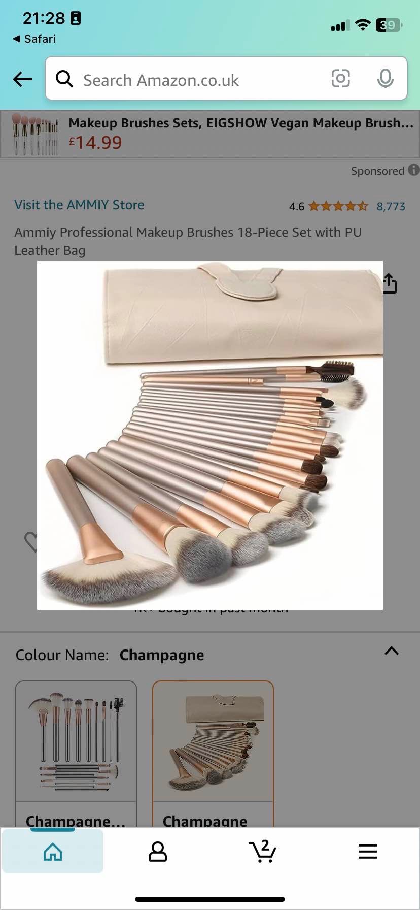 Ammiy Professional Makeup Brushes 18-Piece Set with PU Leather Bag