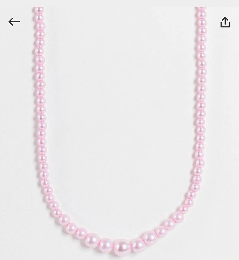 DesignB London graduating faux pearl necklace in pink
