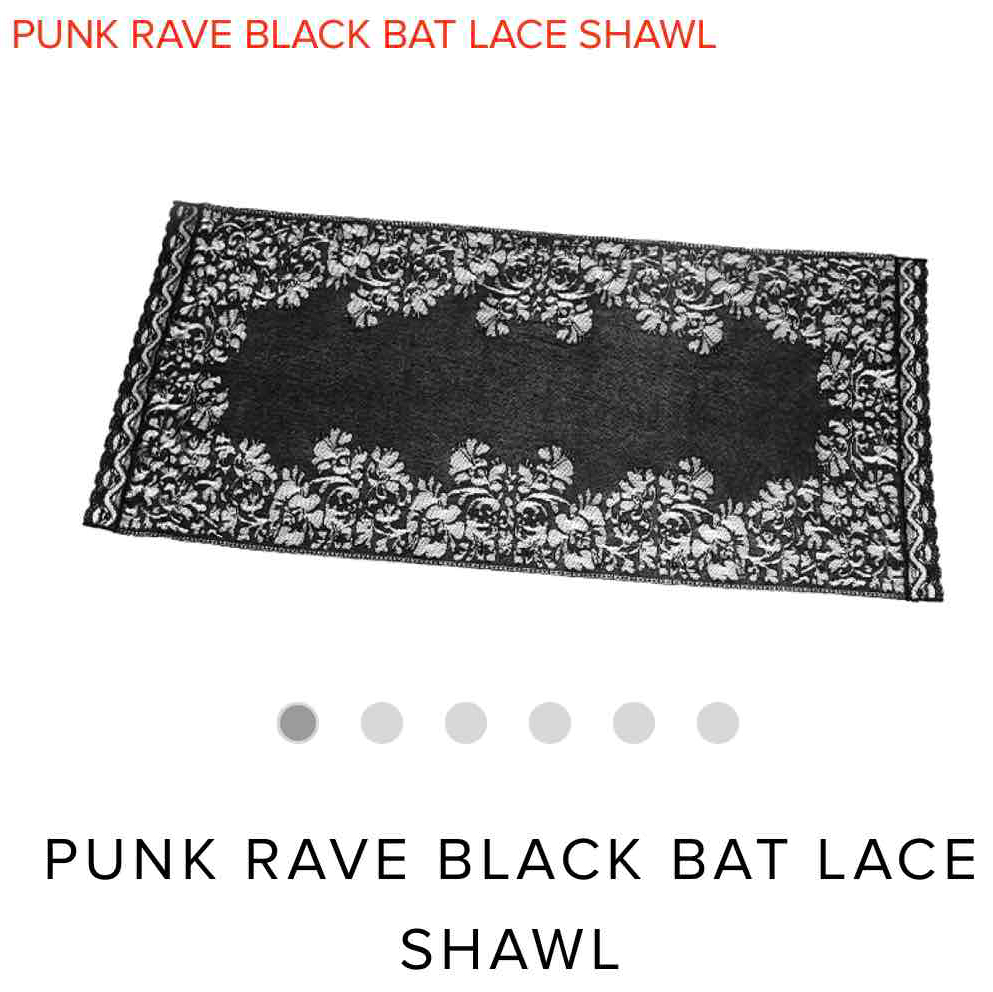 PUNK RAVE BLACK BAT LACE SHAWL