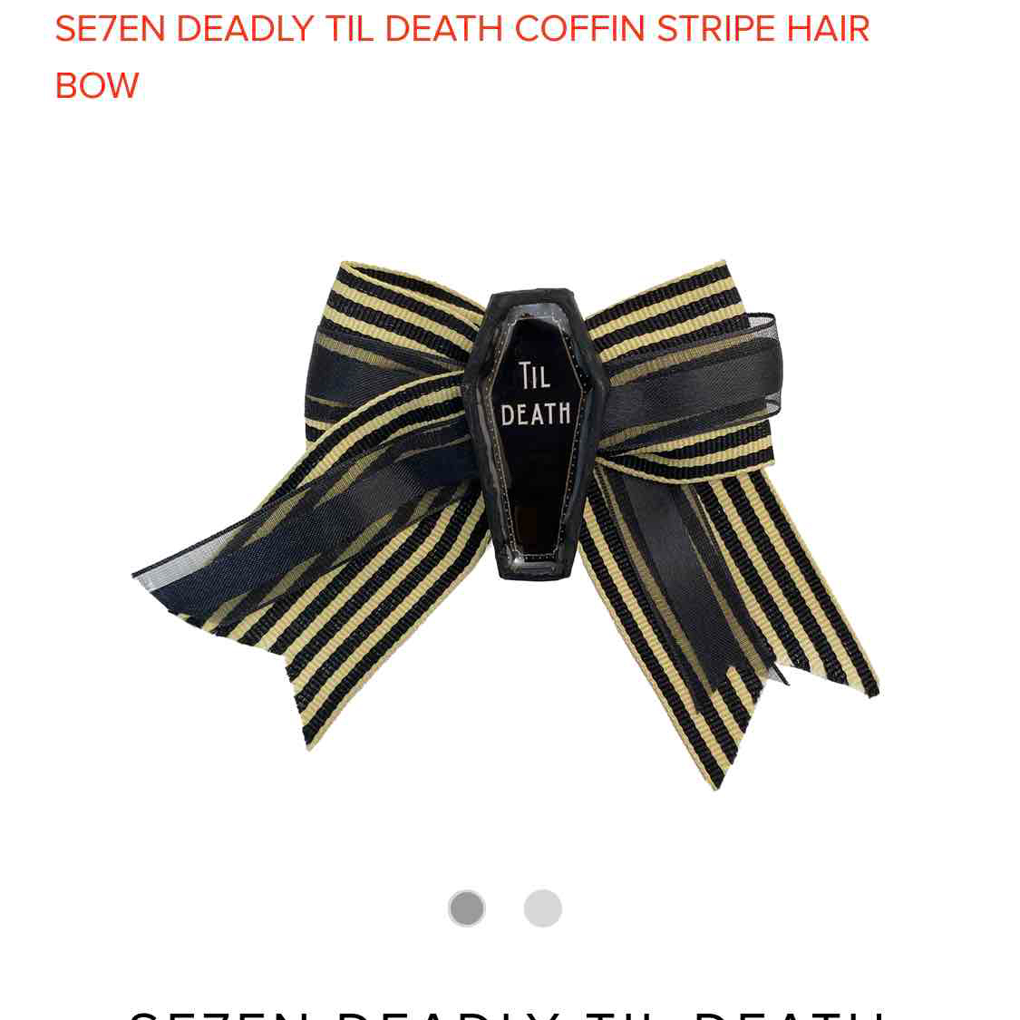 SE7EN DEADLY TIL DEATH COFFIN STRIPE HAIR BOW