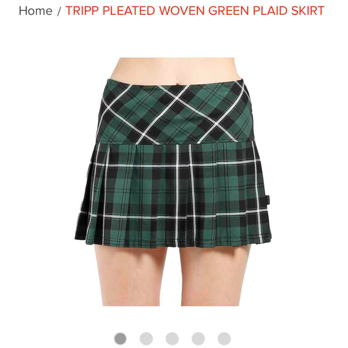 TRIPP PLEATED WOVEN GREEN PLAID SKIRT