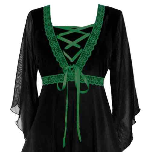Bewitched Top in Black/Emerald (2X)