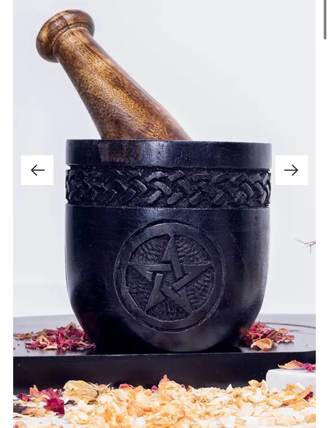 Wooden Pentagram Mortar and Pestle | Black