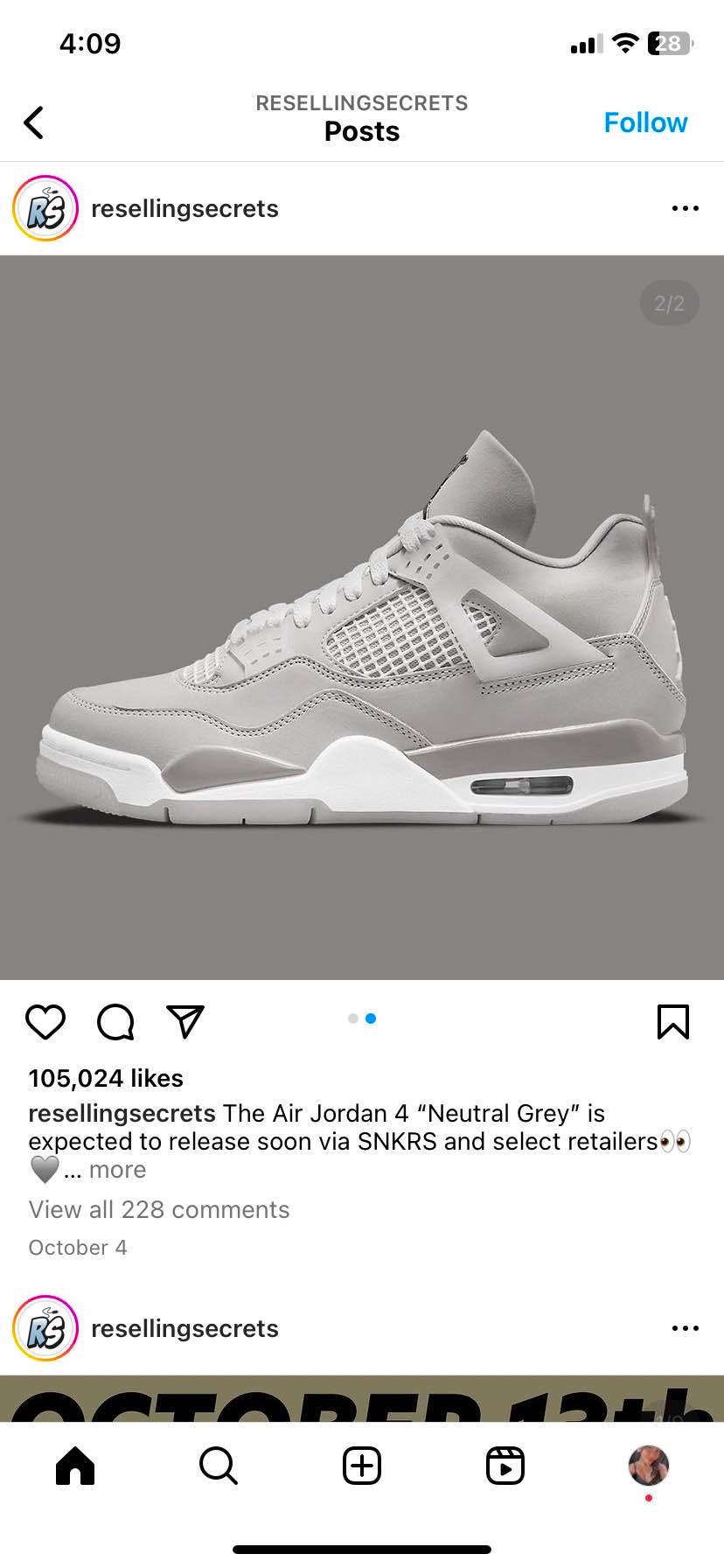 Air Jordan 4 "Neutral Grey" is expected to release soon via SNKRS and select retailers..