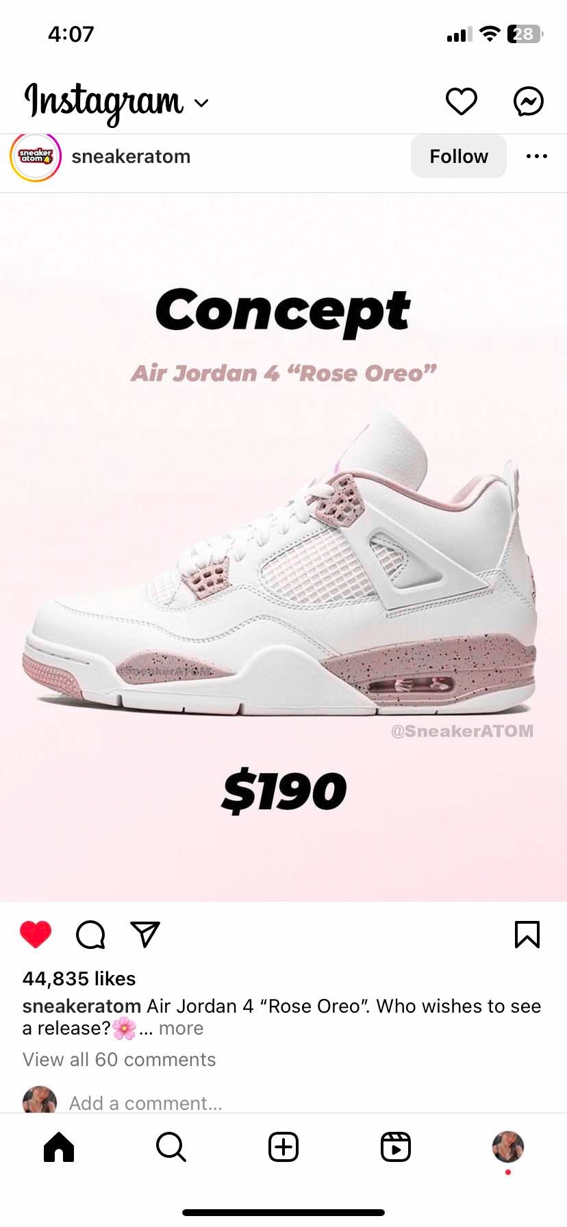Air Jordan 4 "Rose Oreo"