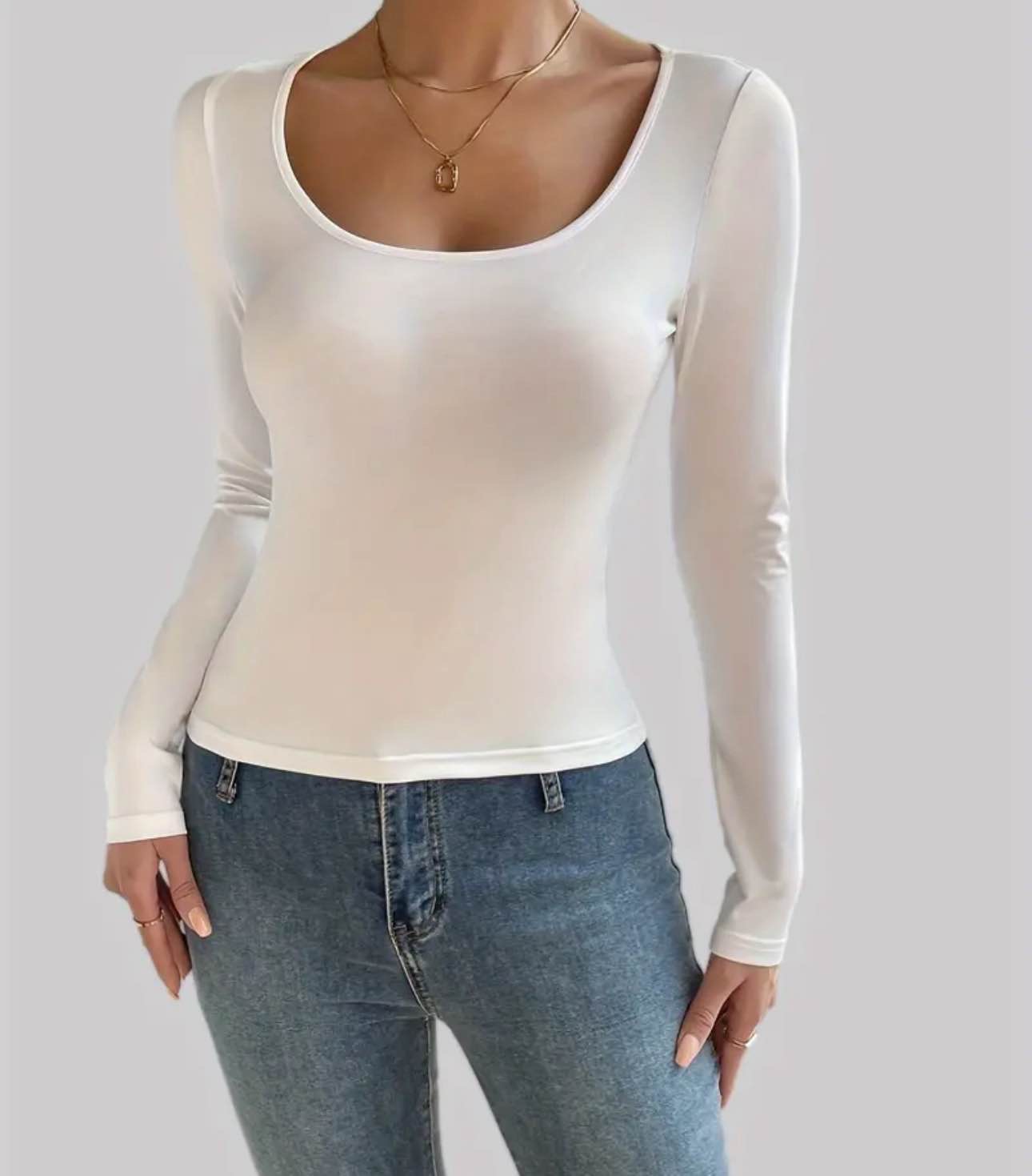 Solid Crew Neck T-shirt, Elegant Long Sleeve T-shirt For Spring & Summer, Women's Clothing