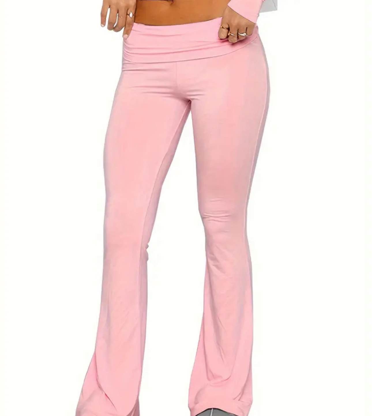 Solid Color Soft Sports Pants, Mid-Stretch Flared Legs Casual Fitness Trousers, Women's Activewear