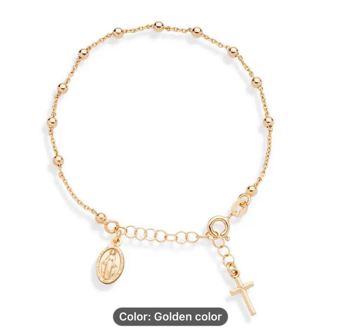 1pc, Adjustable Alloy Rosary Cross Bead Bracelet for Women and Teens - Perfect Party Favor or Everyday Wear