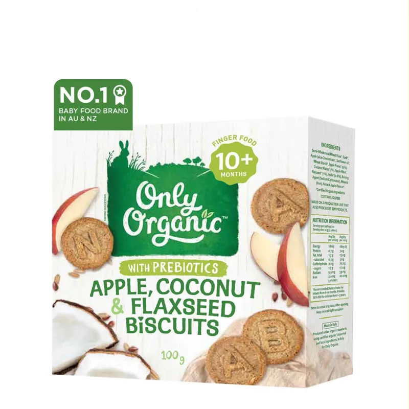 Only Organic Baby Snack Apple Coconut & Flaxseed Biscuits
