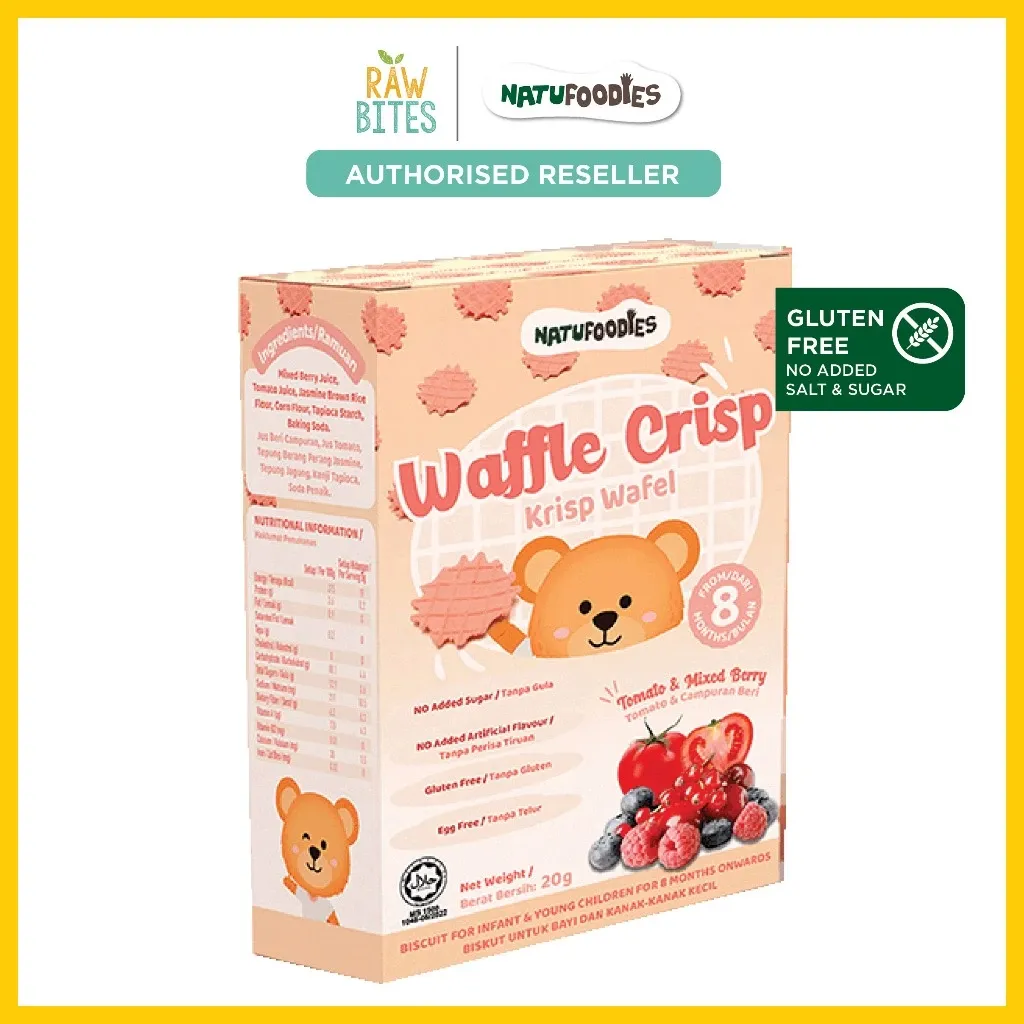 Natufoodies Baby Snack Tomato & Mixed Berry Waffles Crips
