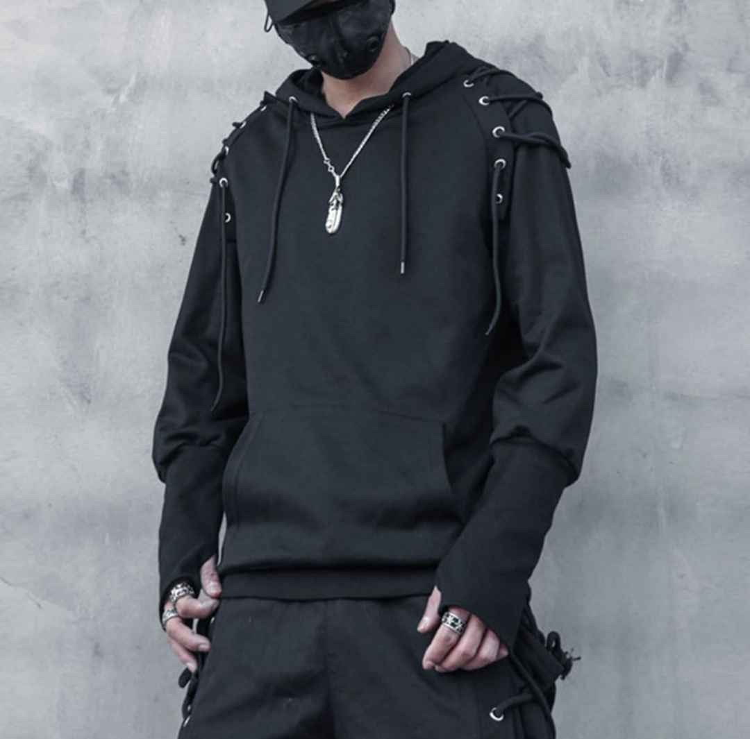 Dark patchwork bandage hoodie