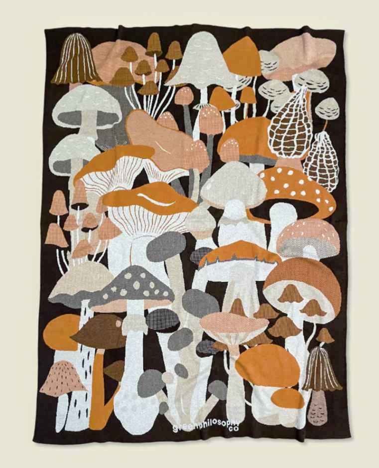 Cotton Blend Knit Blanket - Mushroom Mix