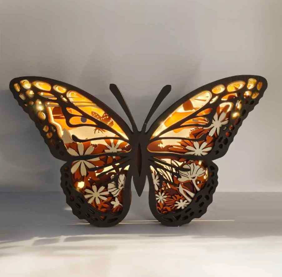 Monarch butterfly Wooden Animal Statues, for Home Desktop & Room Wall Decor, Gift for Wife Mom Lover
