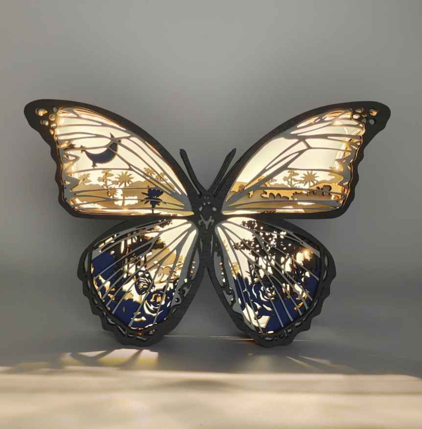 Blue Morpho Butterfly Wooden Carving Gift