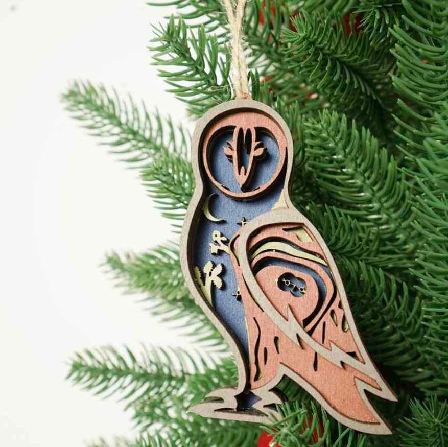 Barn Owl 3D Wooden Ornament