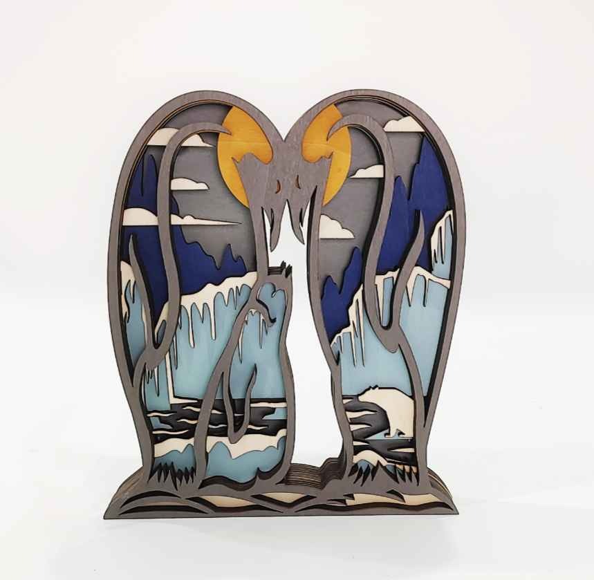 Summer Sale - Penguin Wooden Carving Gift